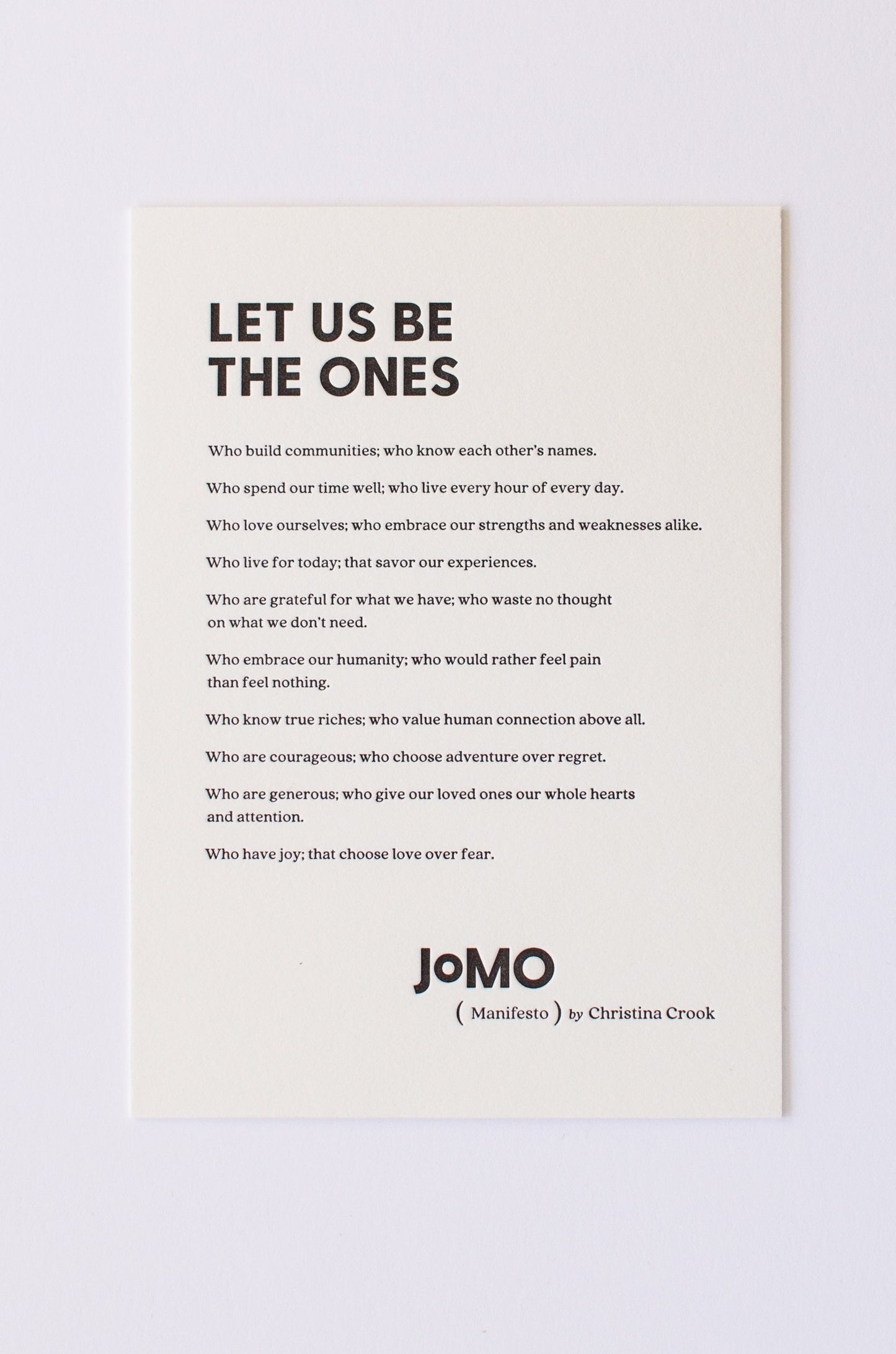 JOMO Manifesto Letterpress Print