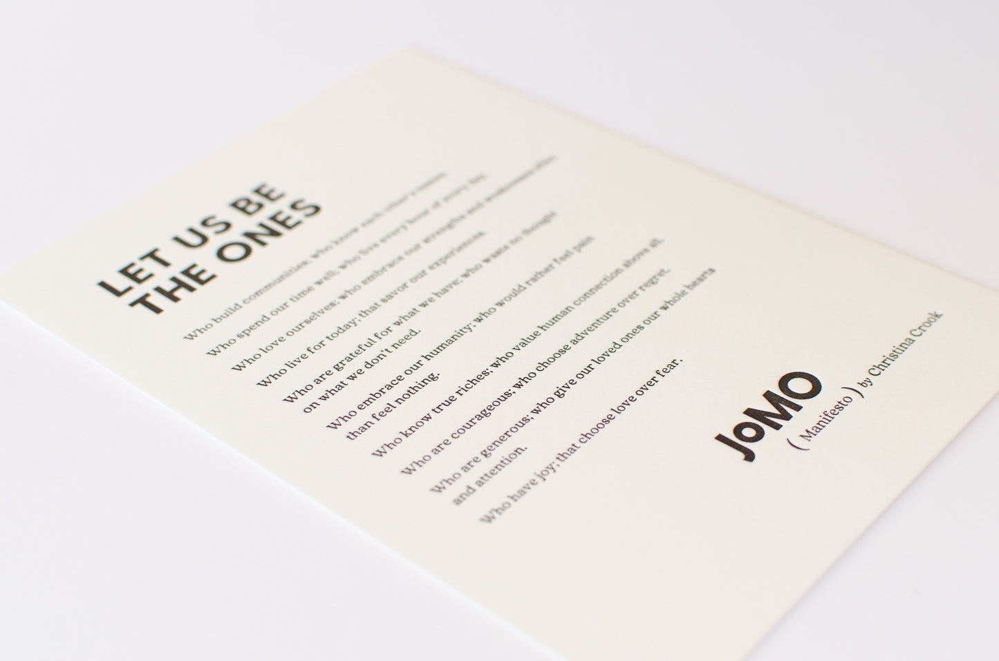 JOMO Manifesto Letterpress Print