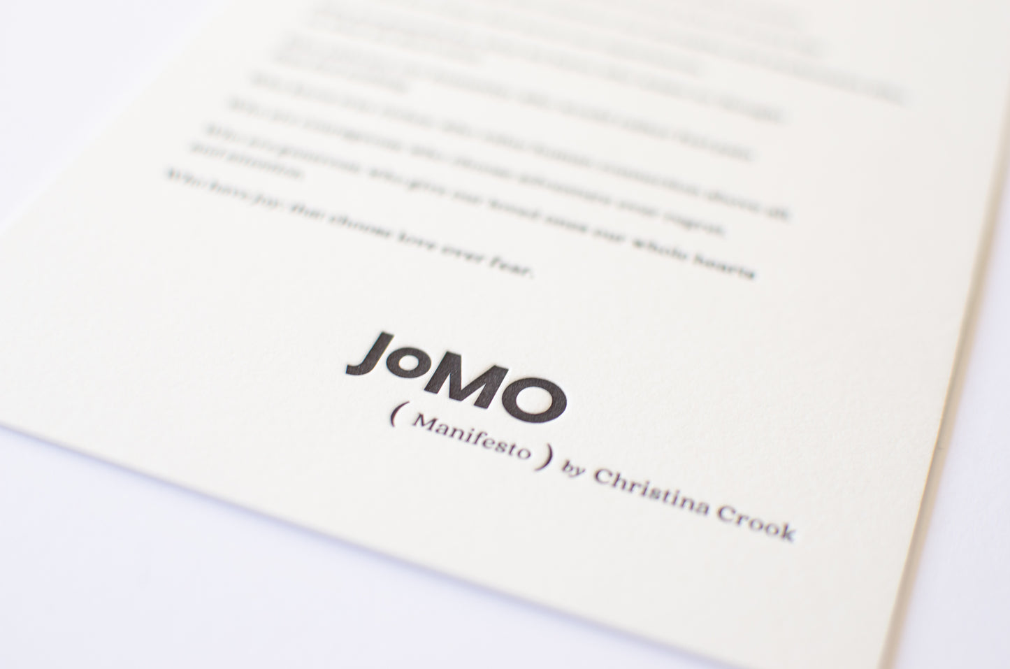 JOMO Manifesto Letterpress Print